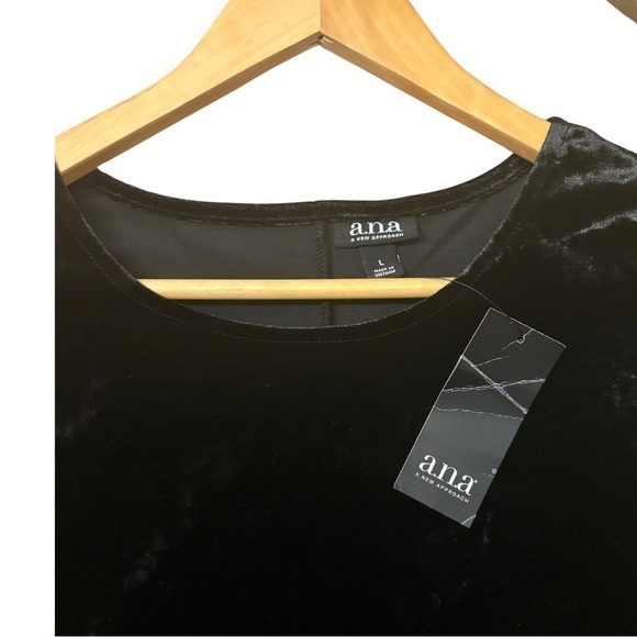 a.n.a NWT Black Velvet Ruffle Sleeve Top - Picture 3 of 4